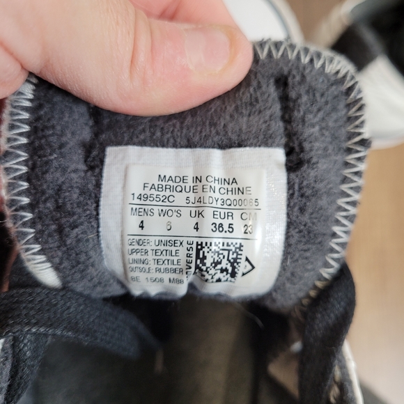 Converse Chuck Taylor Ox diamond Quilted Nylon White Black lined sneakers W 6 - Picture 10 of 16